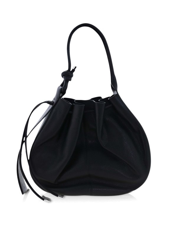 Black Cinch Bag with a Hangman Knot Handle
