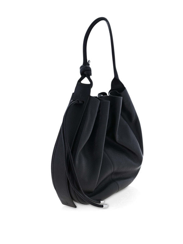 Black Cinch Bag with a Hangman Knot Handle