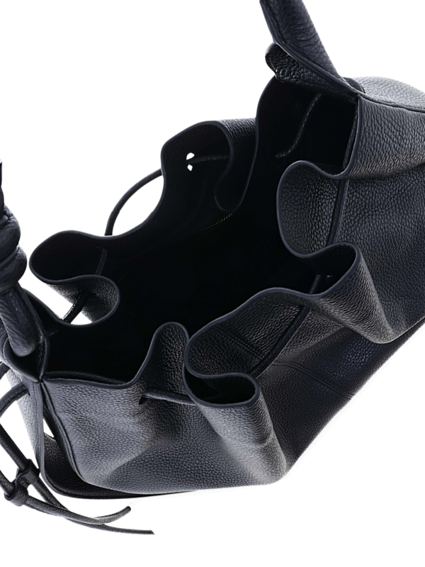 Black Cinch Bag with a Hangman Knot Handle