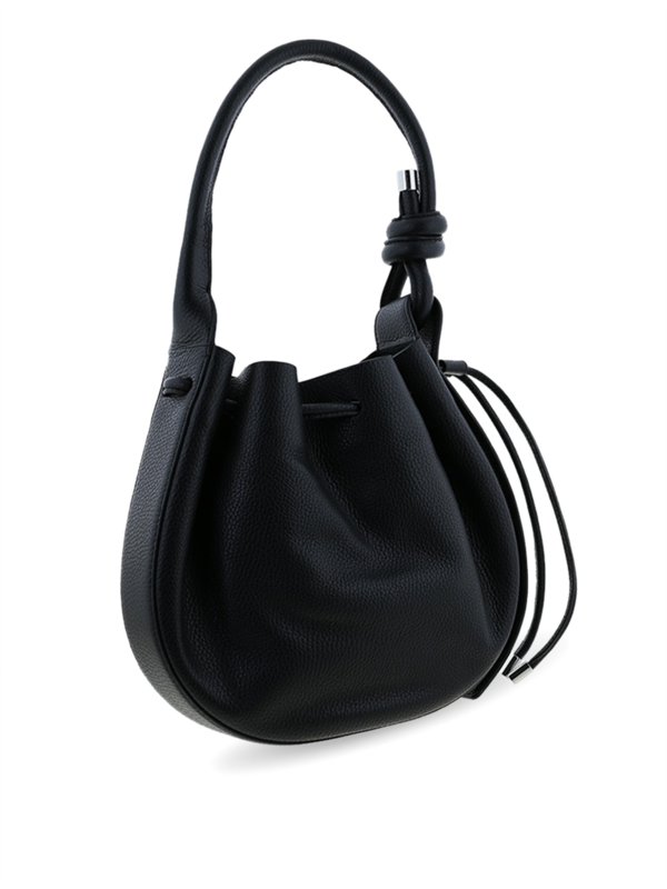 Leather Handbag with Drawstrings