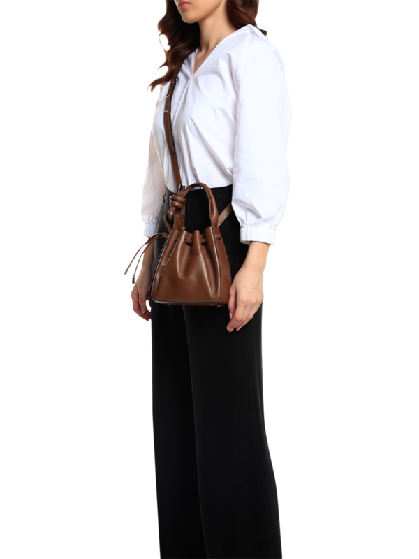 Chocolate Brown Cinch Bag with a Hangman Knot Handle