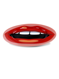Colored Dinner Plate with Vintage Lips Print