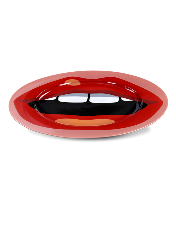 Colored Dinner Plate with Vintage Lips Print