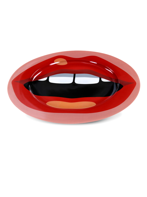 Colored Dinner Plate with Vintage Lips Print