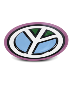 Colored Dinner Plate with Vintage Peace Sign Print