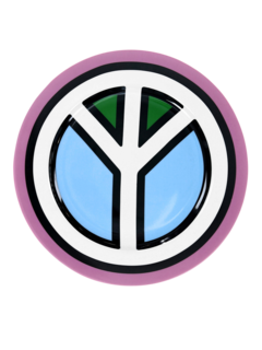 Colored Dinner Plate with Vintage Peace Sign Print