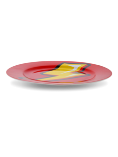 Colored Dinner Plate with Vintage Lightning Bolt Print