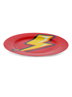 Colored Dinner Plate with Vintage Lightning Bolt Print