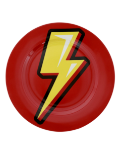 Colored Dinner Plate with Vintage Lightning Bolt Print