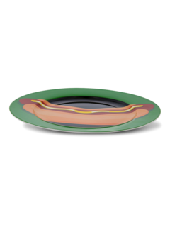 Colored Dinner Plate with Vintage Hot Dog Print