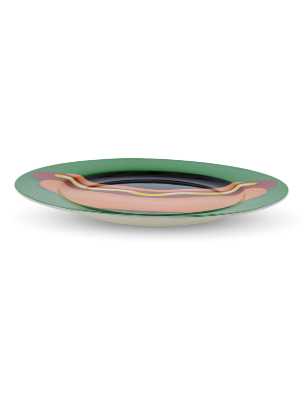 Colored Dinner Plate with Vintage Hot Dog Print