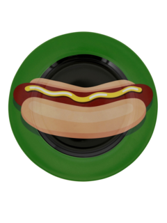 Colored Dinner Plate with Vintage Hot Dog Print
