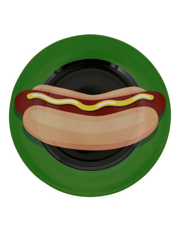 Colored Dinner Plate with Vintage Hot Dog Print
