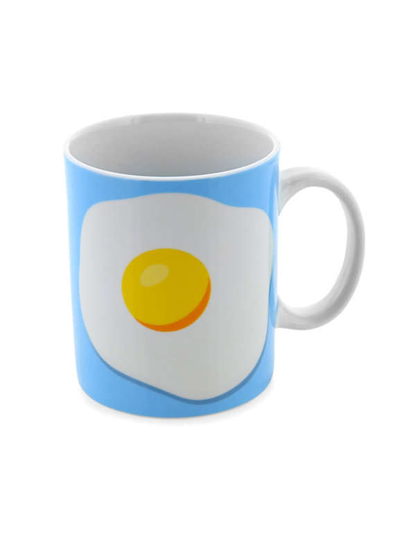 Colored Coffee Mug with Vintage Egg Print