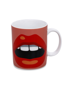 Colored Coffee Mug with Vintage Lips Print