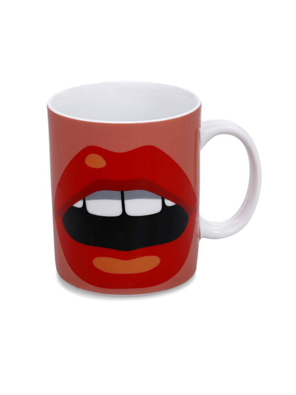 Colored Coffee Mug with Vintage Lips Print