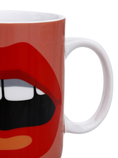 Colored Coffee Mug with Vintage Lips Print