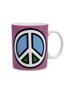 Colored Coffee Mug with Vintage Peace Sign Print