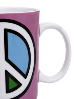 Colored Coffee Mug with Vintage Peace Sign Print