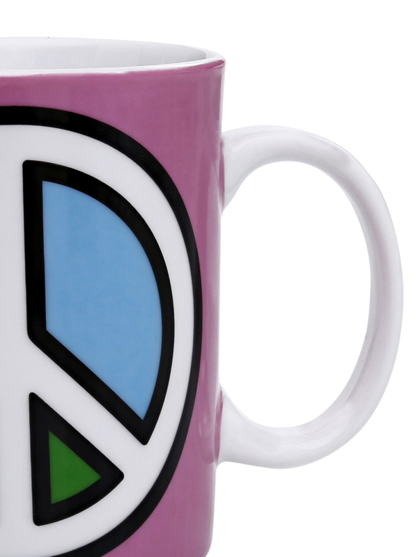 Colored Coffee Mug with Vintage Peace Sign Print