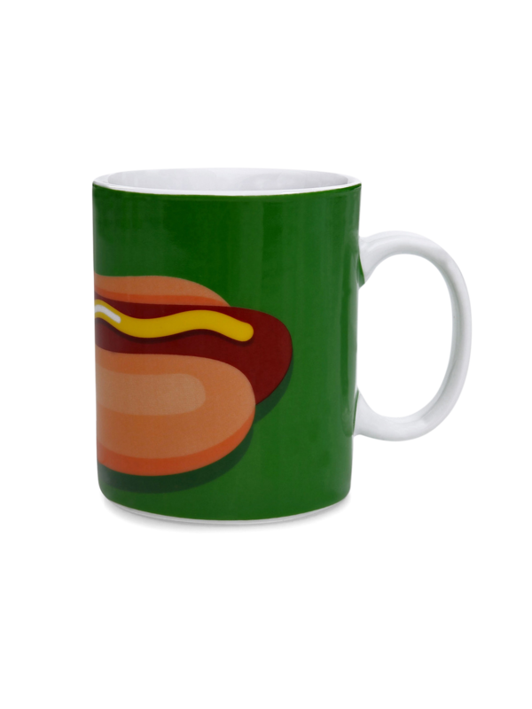 Colored Coffee Mug with Vintage Hot Dog Print