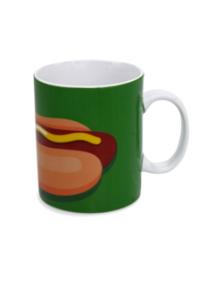 Colored Coffee Mug with Vintage Hot Dog Print