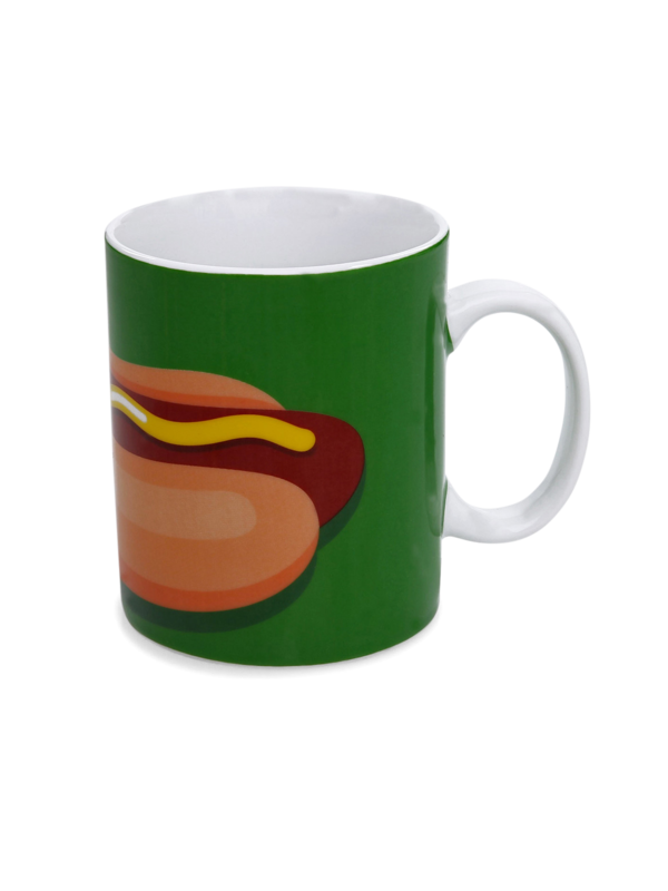 Colored Coffee Mug with Vintage Hot Dog Print