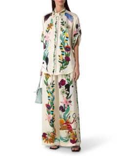 قميص ميغان حريري فضفاض بأكمام قصيرة