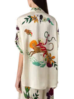 قميص ميغان حريري فضفاض بأكمام قصيرة