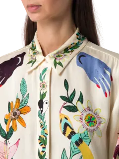 قميص ميغان حريري فضفاض بأكمام قصيرة