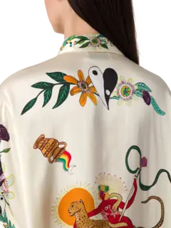 قميص ميغان حريري فضفاض بأكمام قصيرة