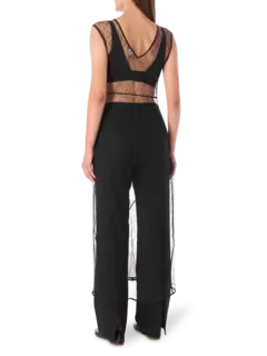 فستان مونتينيغرو متوسط الطول من الدانتيل بدون أكمام