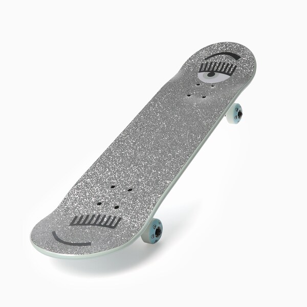 Silver Glittered 'Flirting Eye' Skateboard