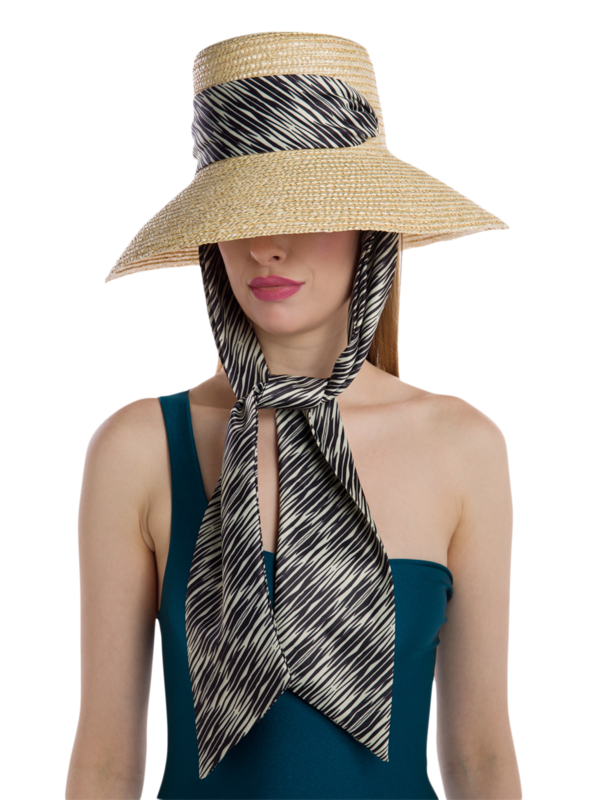 Annabelle Straw Hat with Scarf Embellishment