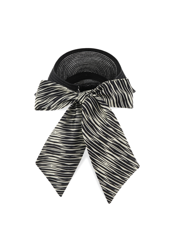 Ricky Straw Visor with Scarf Embellishment