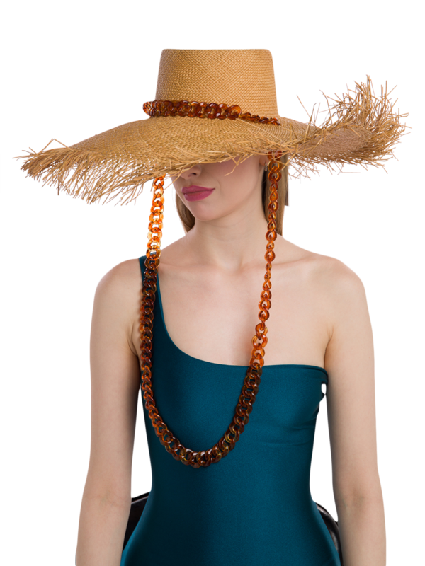 Valentina Straw Hat with Tortoise Shell Chain