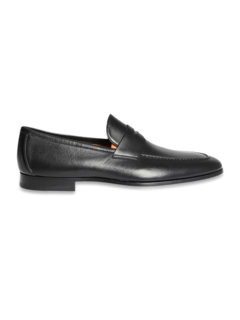 Black leather loafers