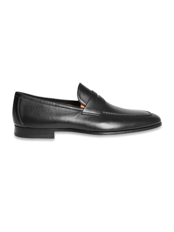 Black leather loafers