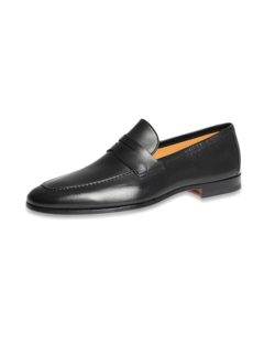 Black leather loafers