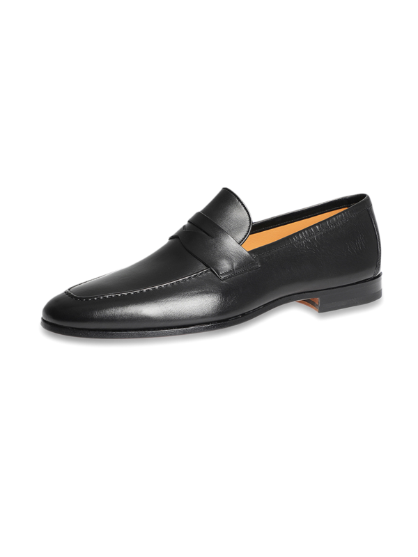 Black leather loafers