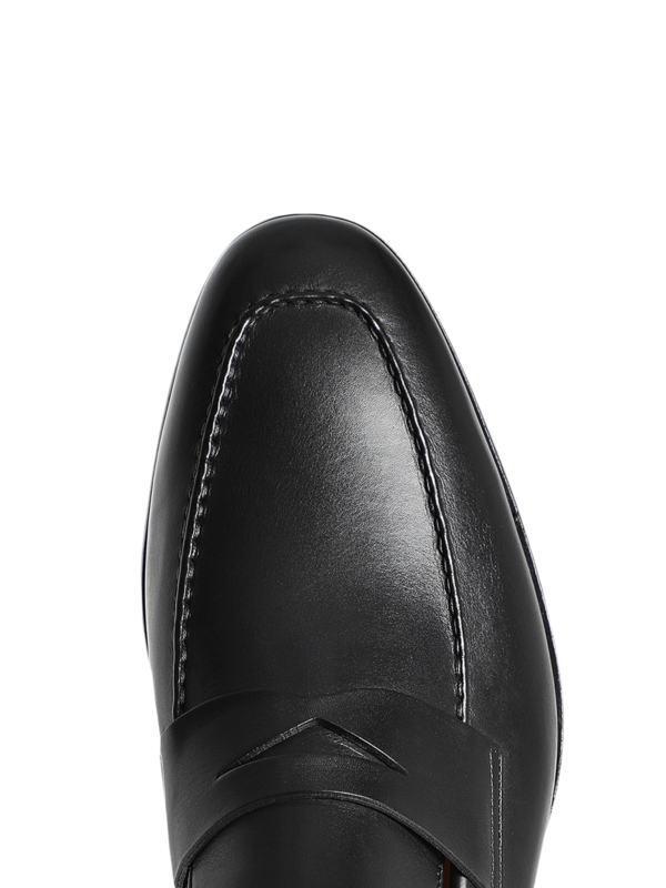 Black leather loafers