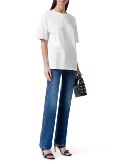 تيشيرت ماي من قماش الجيرسيه القطني بأكمام قصيرة