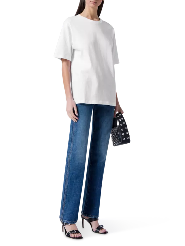 تيشيرت ماي من قماش الجيرسيه القطني بأكمام قصيرة