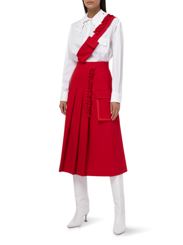 Pleated Dress With Crossbody Belt