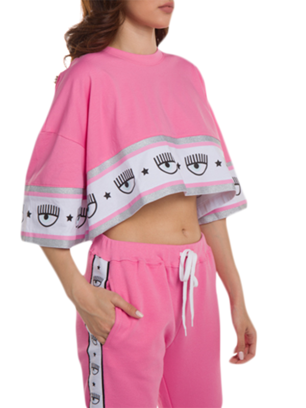 Pink Maxi Logomania Crop T-Shirt