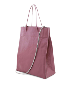 Soft-Berry Leather Rectangular Handbag