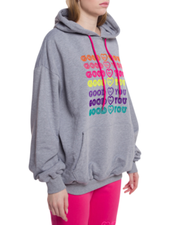 Cotton Hoodie with Ombré Good For You Chest Print
