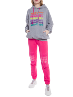 Cotton Hoodie with Ombré Good For You Chest Print