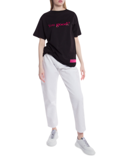 Oversized Crewneck T-Shirt with "You Good?" Print