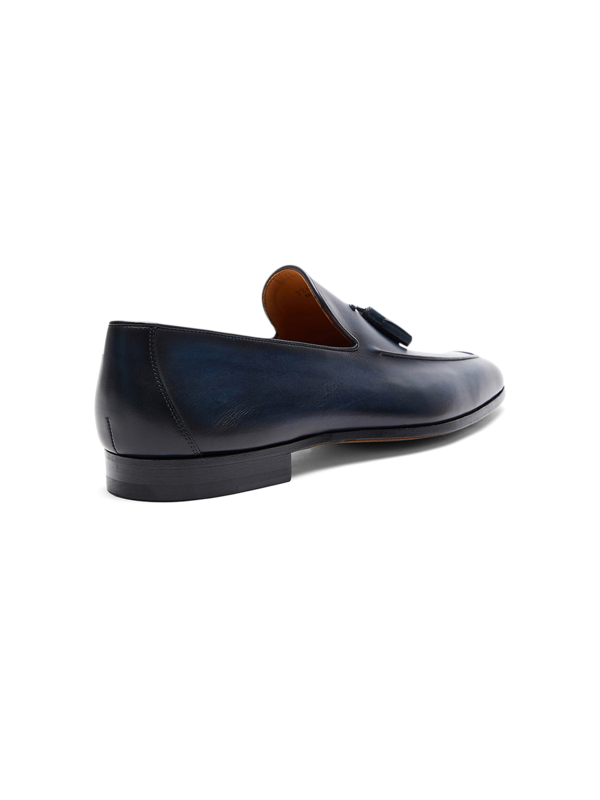 Dark Blue Tasseled Leather Loafers